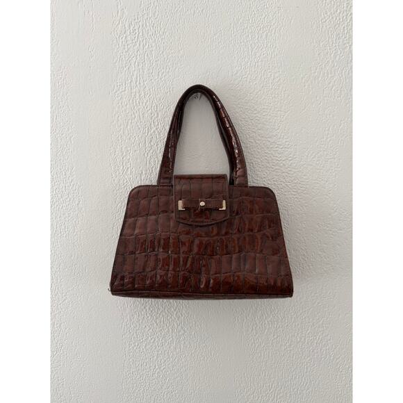 Liz Claiborne Faux Leather Croc Handbag - Picture 1 of 5